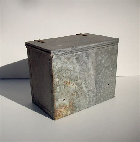 large hinged metal boxes|galvanized boxes with hinged lids.